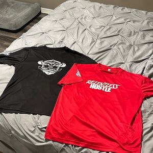 2 Relentless Hustle Red and Black Short Sleeve Tees